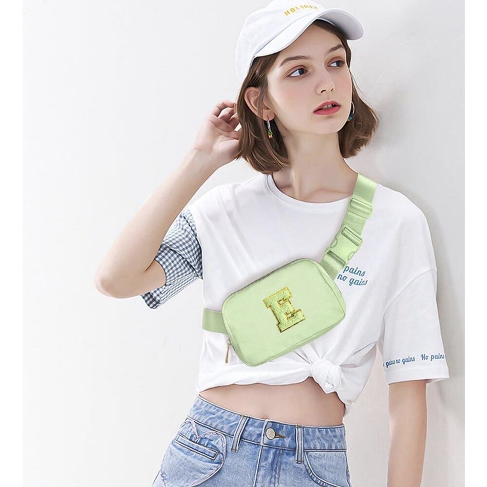 Fanny Pack Belt Bag Crossbody Monogramed E Mint Green New